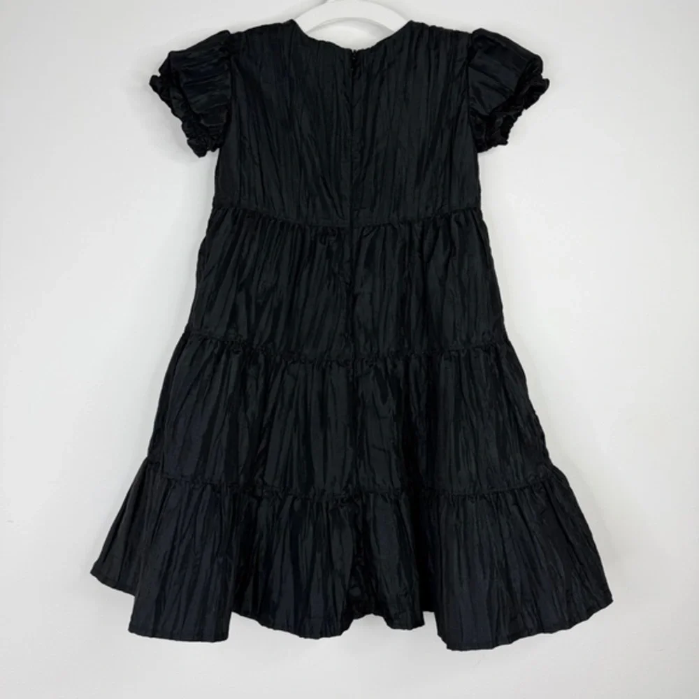 Hanna Andersson Girl's Fancy Special Occasion‎ Black Crinkly Dress w/Rosettes